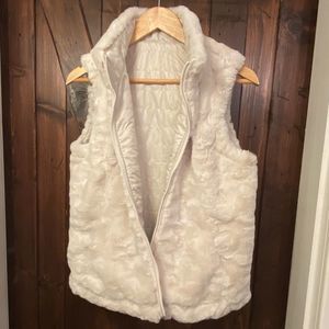 Reversible ivory faux fur vest